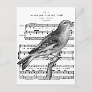 Carte postale vintage de musique Bird Song