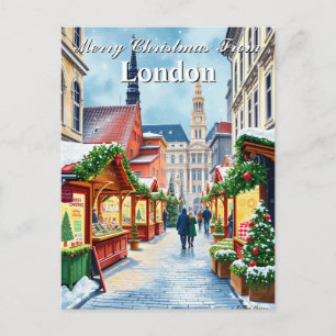 Carte postale vintage de Noël de ville britannique