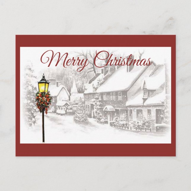 Carte postale vintage de Noël Town (Devant)
