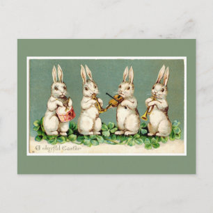 Carte postale vintage de Pâques Bunnies Green