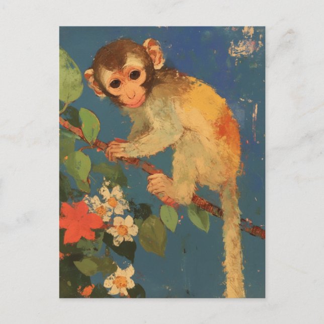 Carte postale vintage de peinture de singe (Devant)