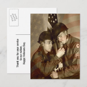 Carte postale vintage de photo militaire Merci aux