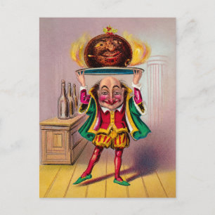 Carte postale vintage de pudding de Noël flamboyan