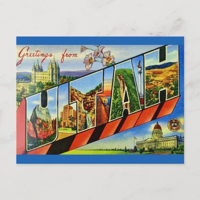 Carte postale vintage de salutation de l'Utah (Devant)