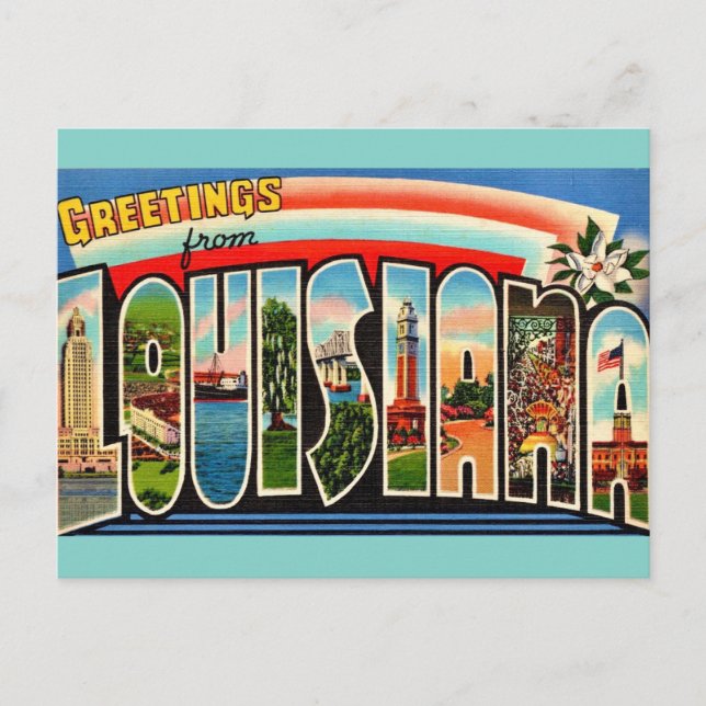 Carte postale vintage de salutations de Louisiane (Devant)