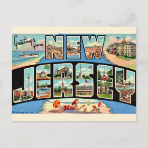 Carte postale vintage de salutations du New Jersey