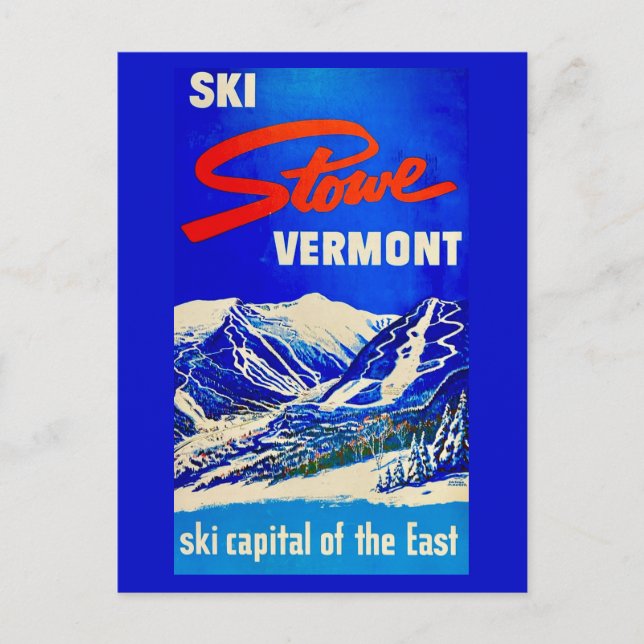 Carte postale vintage de Ski Stowe Vermont (Devant)