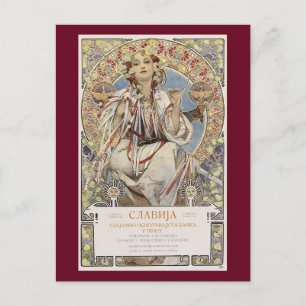 Carte Postale Vintage de Slavia 1907 d'Alphonse Mucha