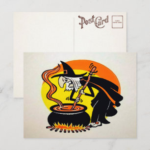 Carte postale vintage de sorcière d'Halloween