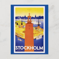 Carte postale vintage de Stockholm en Suède