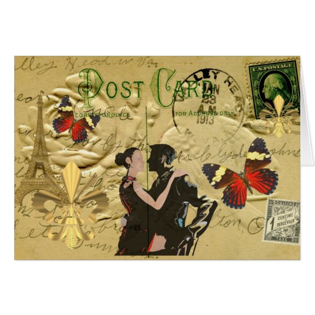 Carte postale vintage de tango de Paris (Devant horizontal)