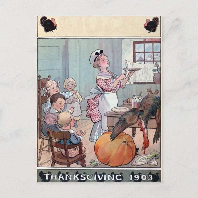 Carte postale vintage de Thanksgiving (Devant)