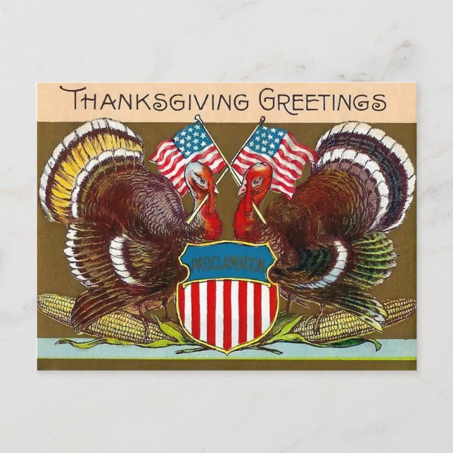 Carte postale vintage de Thanksgiving Patriotic (Devant)