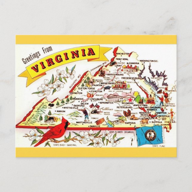 Carte postale vintage de Virginie (Devant)