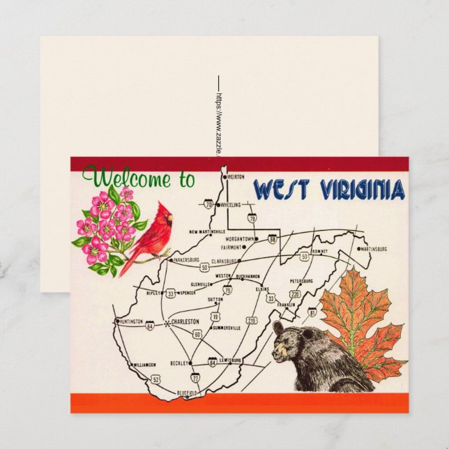 Carte postale vintage de Virginie-Occidentale (Devant / Derrière)