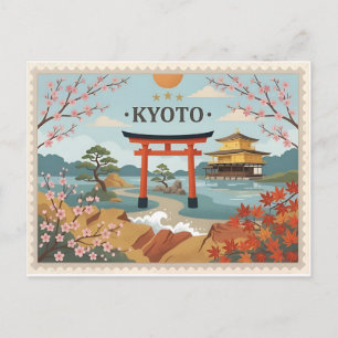 Carte postale vintage de voyage à Kyoto Japon