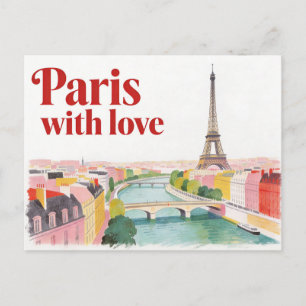 Carte postale vintage de voyage à Paris avec amour