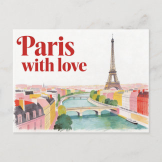 Carte postale vintage de voyage à Paris avec amour