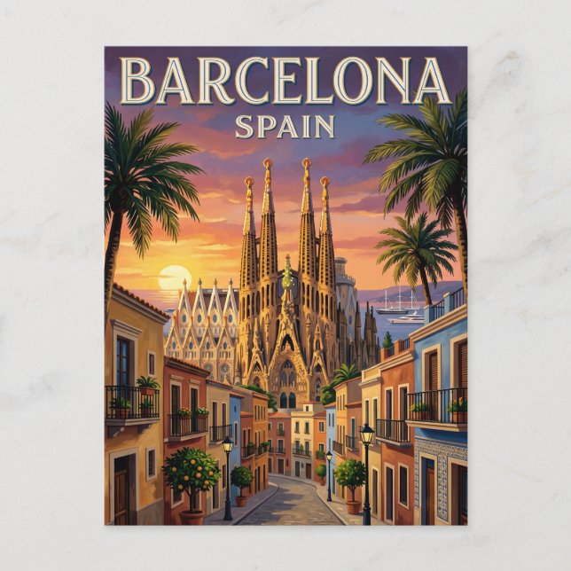 Carte postale vintage de voyage Barcelone (Devant)