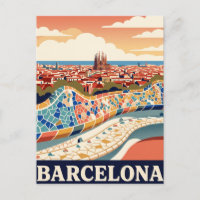 Carte postale vintage de voyage Barcelone Espagne