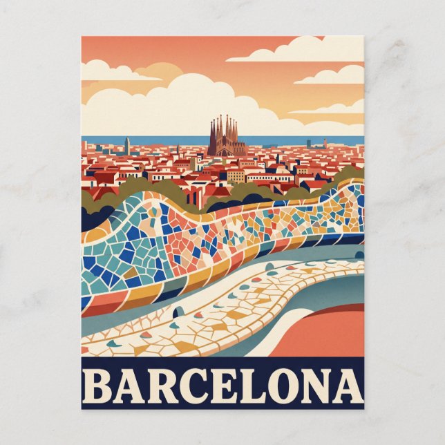 Carte postale vintage de voyage Barcelone Espagne (Devant)