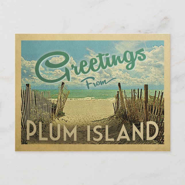 Carte postale vintage de voyage de Plum Island (Devant)