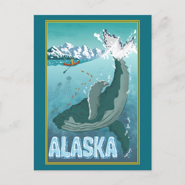 Carte postale Vintage de voyage en Alaska (Devant)