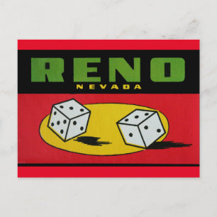 Carte postale vintage de voyage Reno Nevada Dice