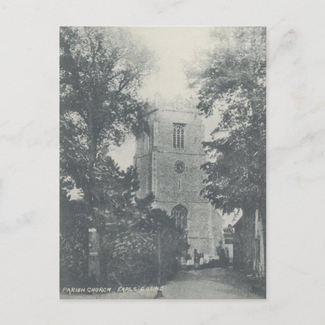 Carte postale vintage d'église de Colne de comtes (Devant)