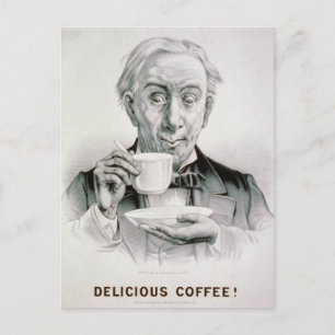 Carte postale vintage délicieuse au café