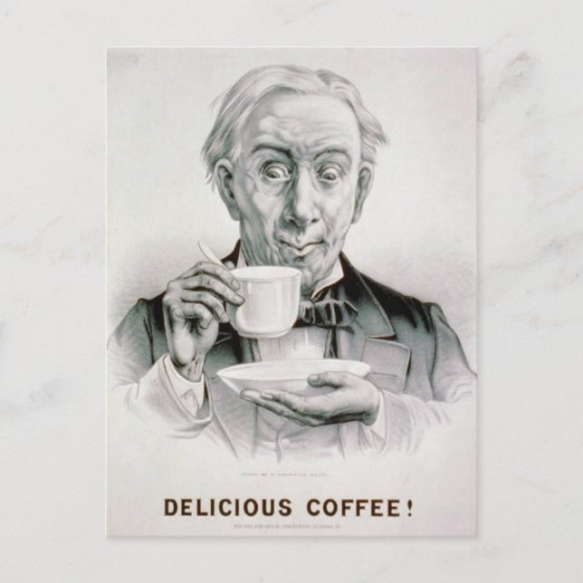 Carte postale vintage délicieuse au café (Devant)