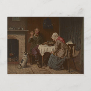 Carte Postale Vintage demander une Bénédiction Lithographie