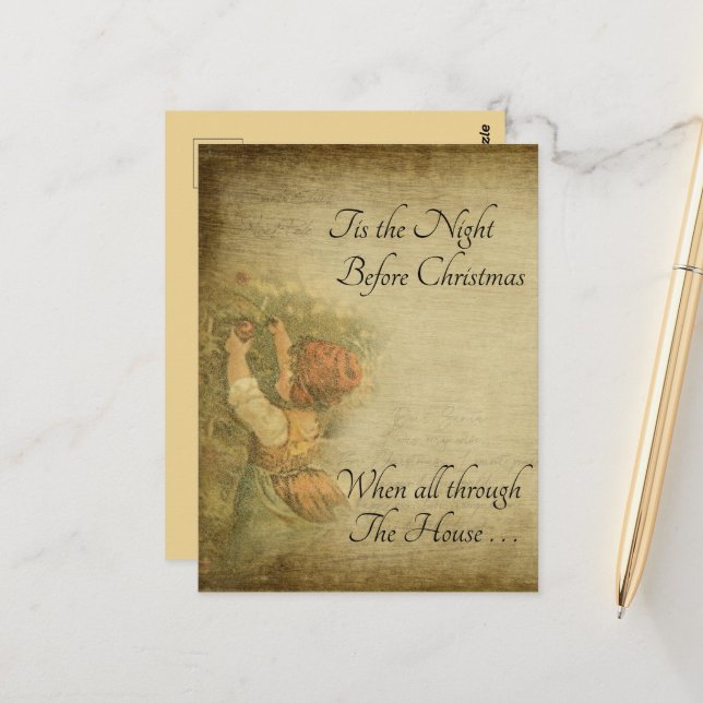Carte Postale Vintage déprimée Tis Nuit avant Noël (Devant/Arrière en situation)