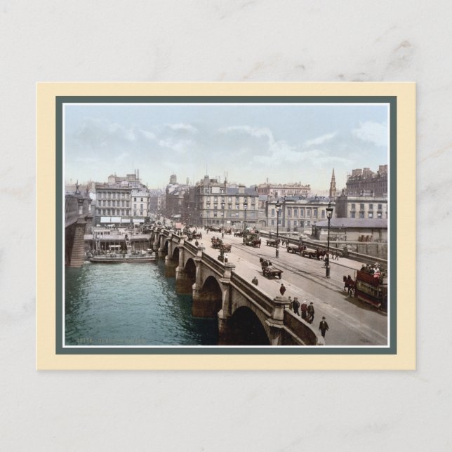 Carte Postale Vintage des années 1890 Glasgow Bridge Ecosse phot (Devant)