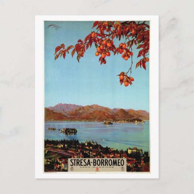 Carte Postale Vintage des années 1920 Lac Majeur Stresa Voyage i (Devant)