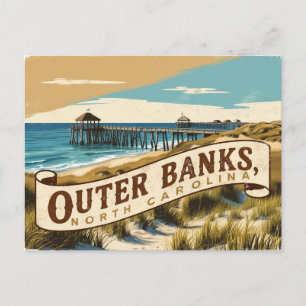 Carte Postale Vintage des banques extérieures, Caroline du Nord