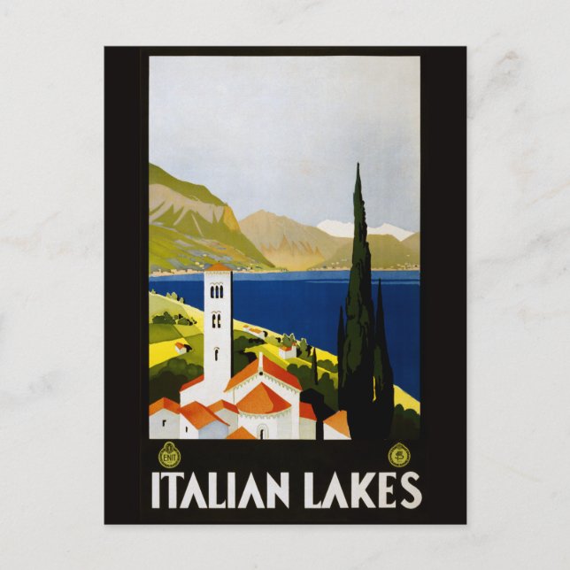 Carte postale vintage des lacs italiens Italie (Devant)