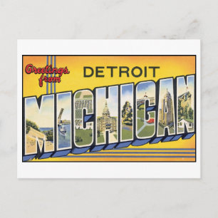 Carte postale vintage Detroit, Michigan