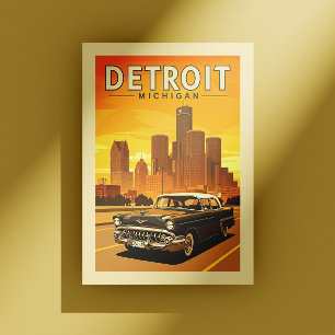 Carte Postale Vintage Detroit Michigan