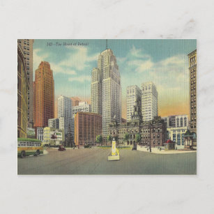 Carte Postale Vintage Detroit Michigan