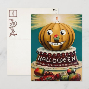 Carte postale vintage d'Halloween citrouille