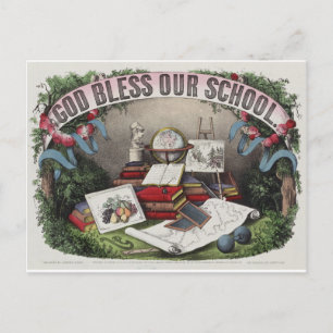 Carte Postale Vintage : Dieu bénisse nos écoles