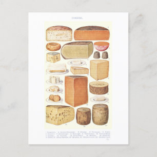 Carte postale vintage d'illustration de fromage