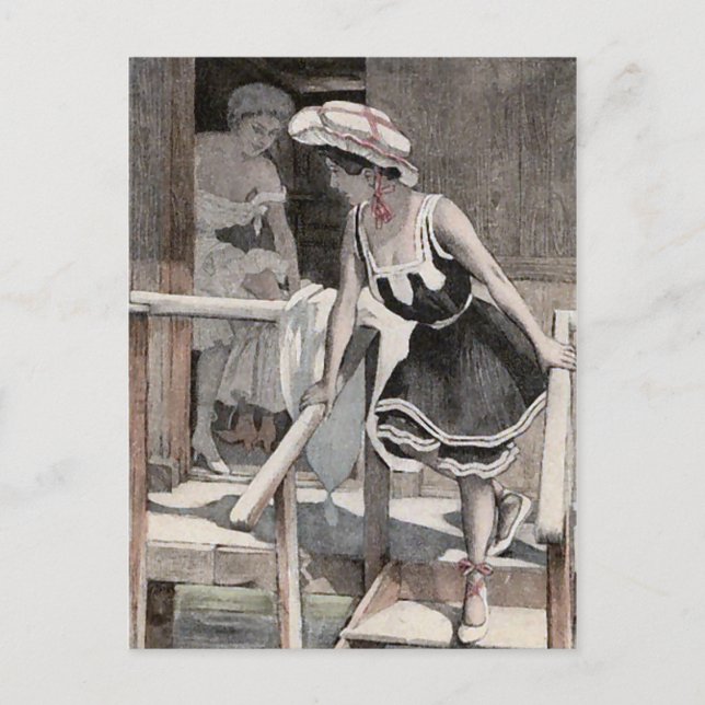 Carte postale vintage d'illustration de plage de (Devant)