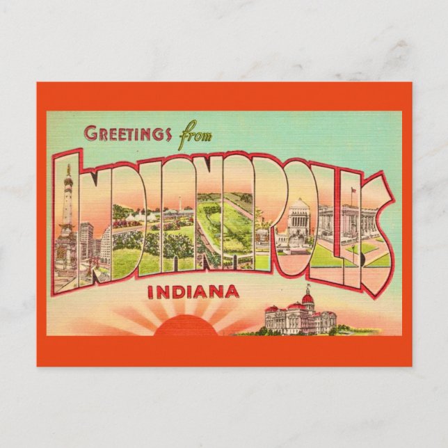 Carte postale vintage d'Indianapolis (Devant)