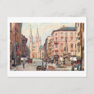 Carte Postale Vintage Dom Strasse, Wurzburg, Allemagne