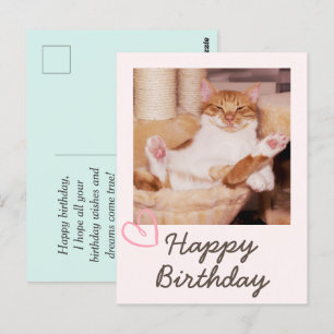 Carte postale vintage drôle de chat et joyeux anni