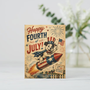 Carte postale vintage du 4 juillet Chiots patrio