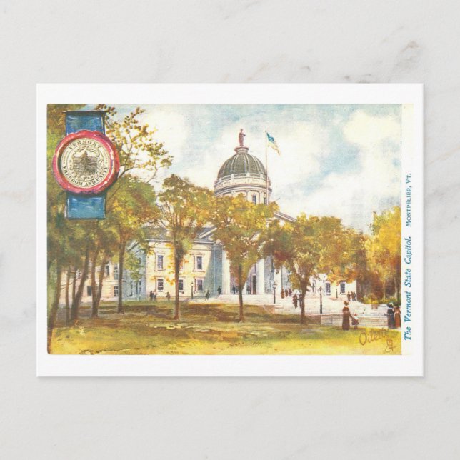 Carte postale vintage du Capitole du Vermont avec  (Devant)