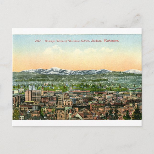 Carte postale vintage du centre de Spokane (Devant)